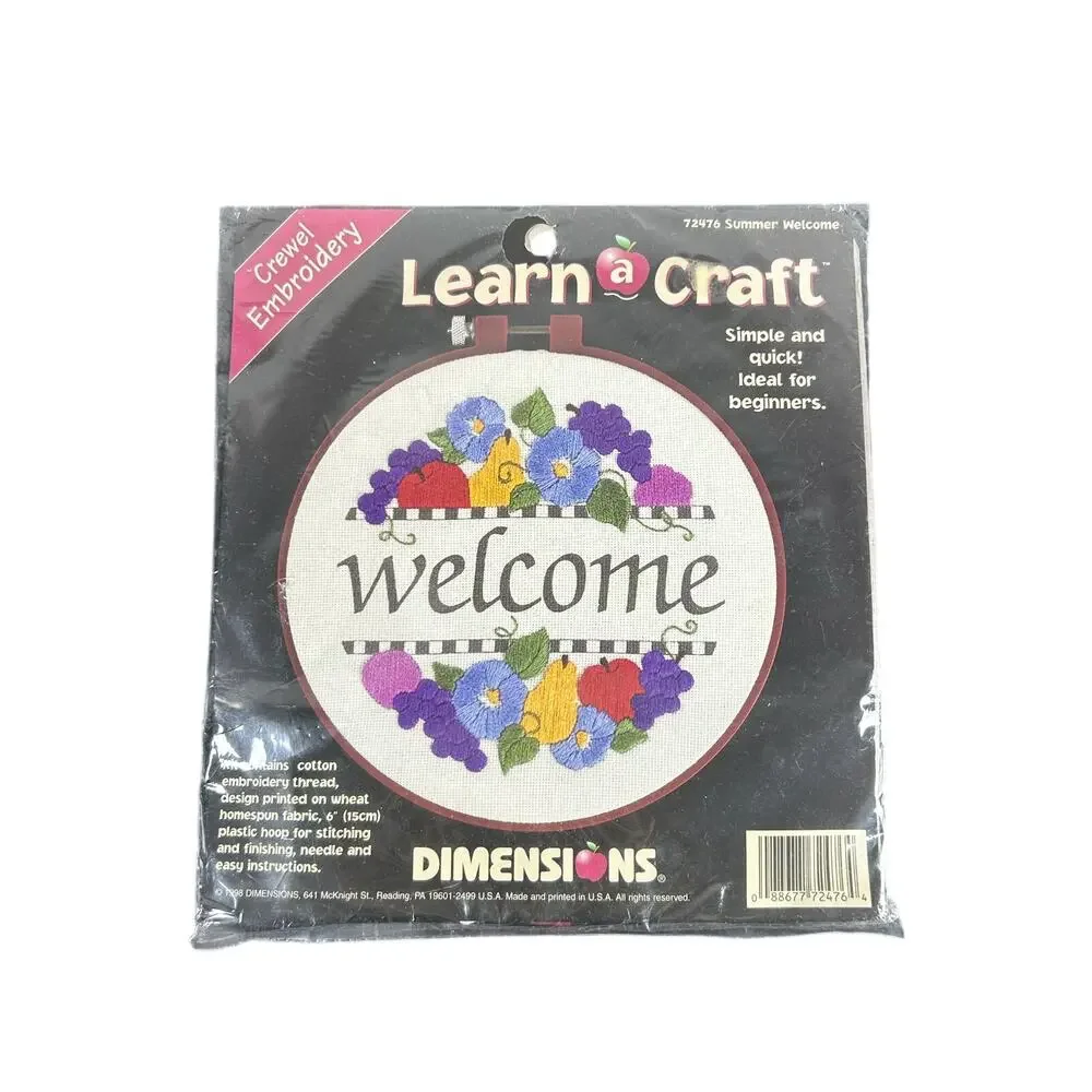 Dimensions Crewel Craft Kit- Welcome with fruits- 6